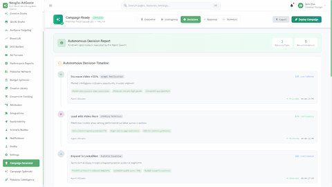 Illustrative preview (sample data, not verified outcomes): Autonomous Decisions - AI-driven campaign optimizations and recommendations