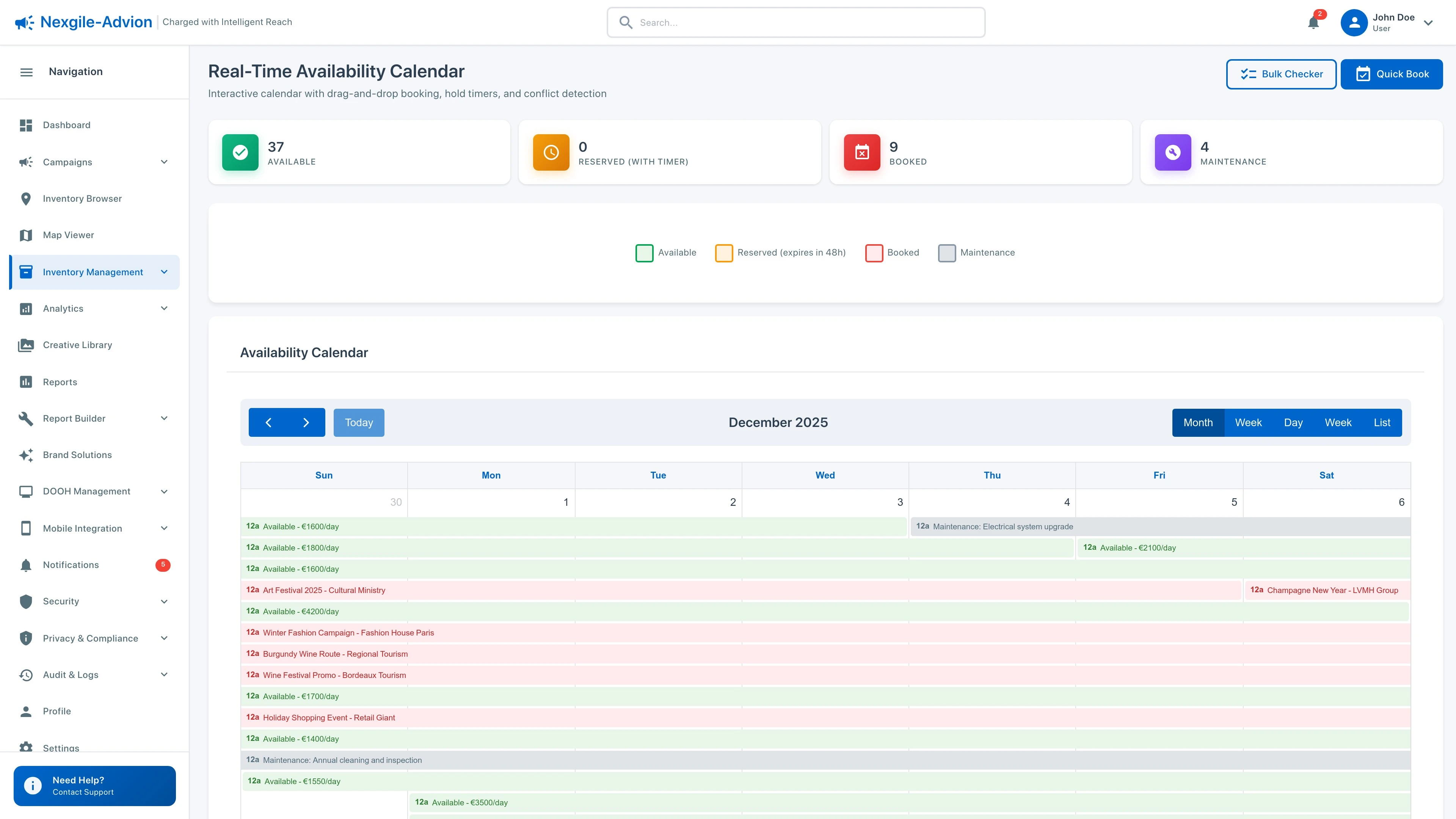 Illustrative preview (sample data, not verified outcomes): Inventory Availability Dashboard
