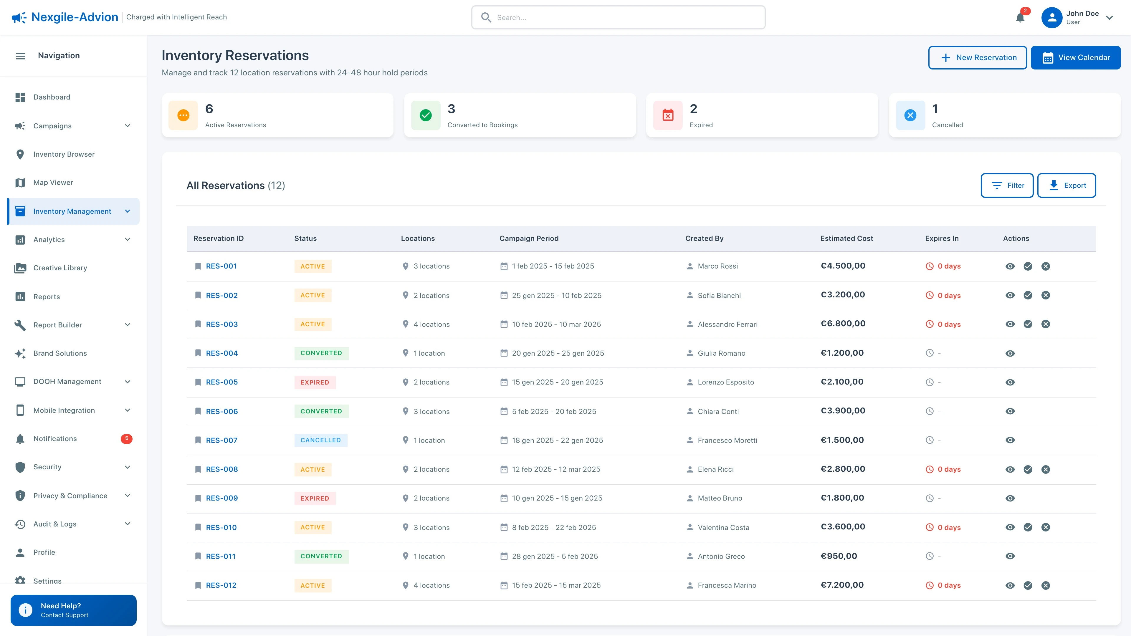 Illustrative preview (sample data, not verified outcomes): Inventory Reservations Dashboard