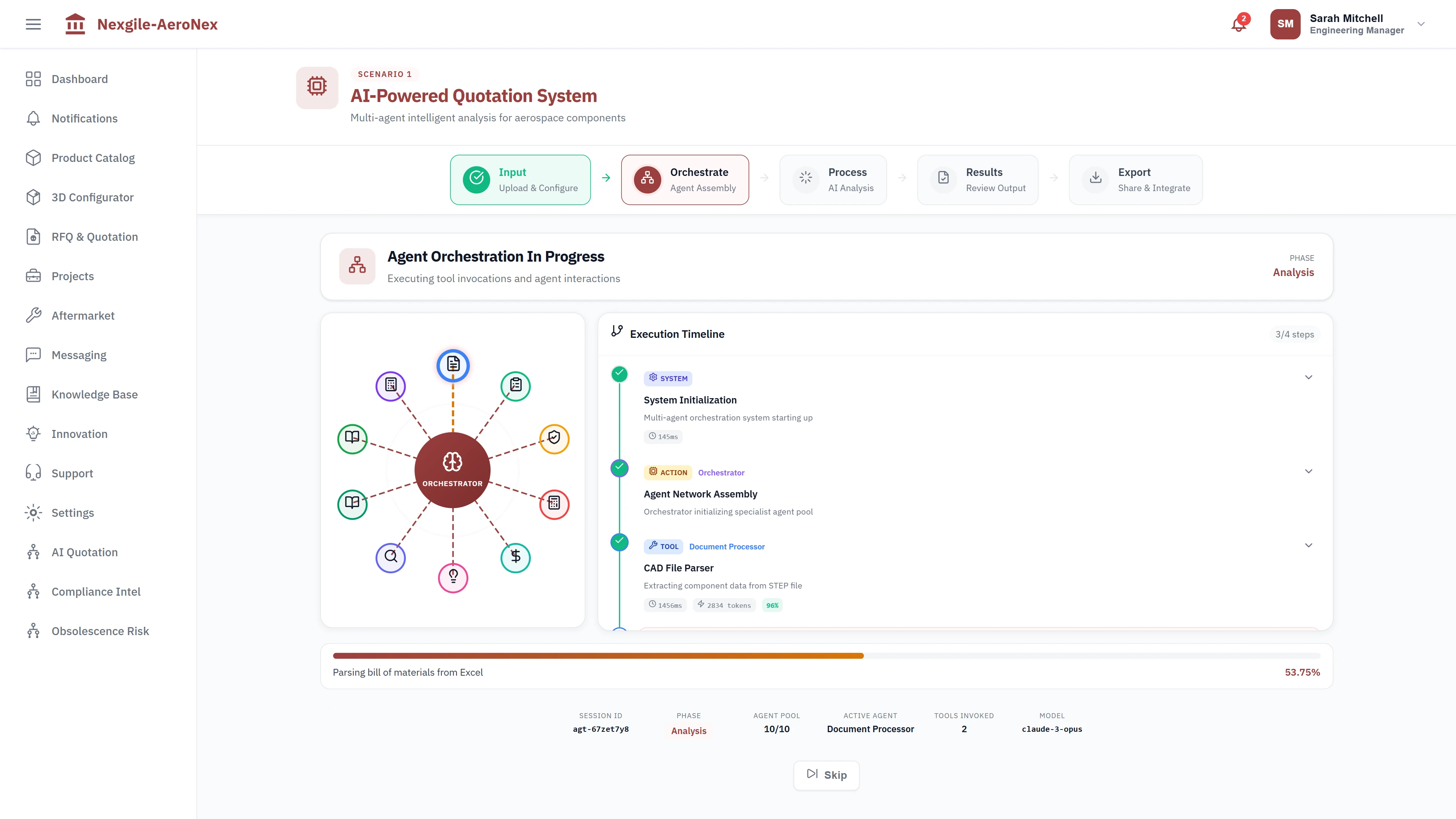 Illustrative preview (sample data, not verified outcomes): Agent Orchestration - View 11 AI agents collaborating on document analysis