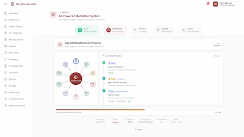Illustrative preview (sample data, not verified outcomes): Agent Orchestration - View 11 AI agents collaborating on document analysis