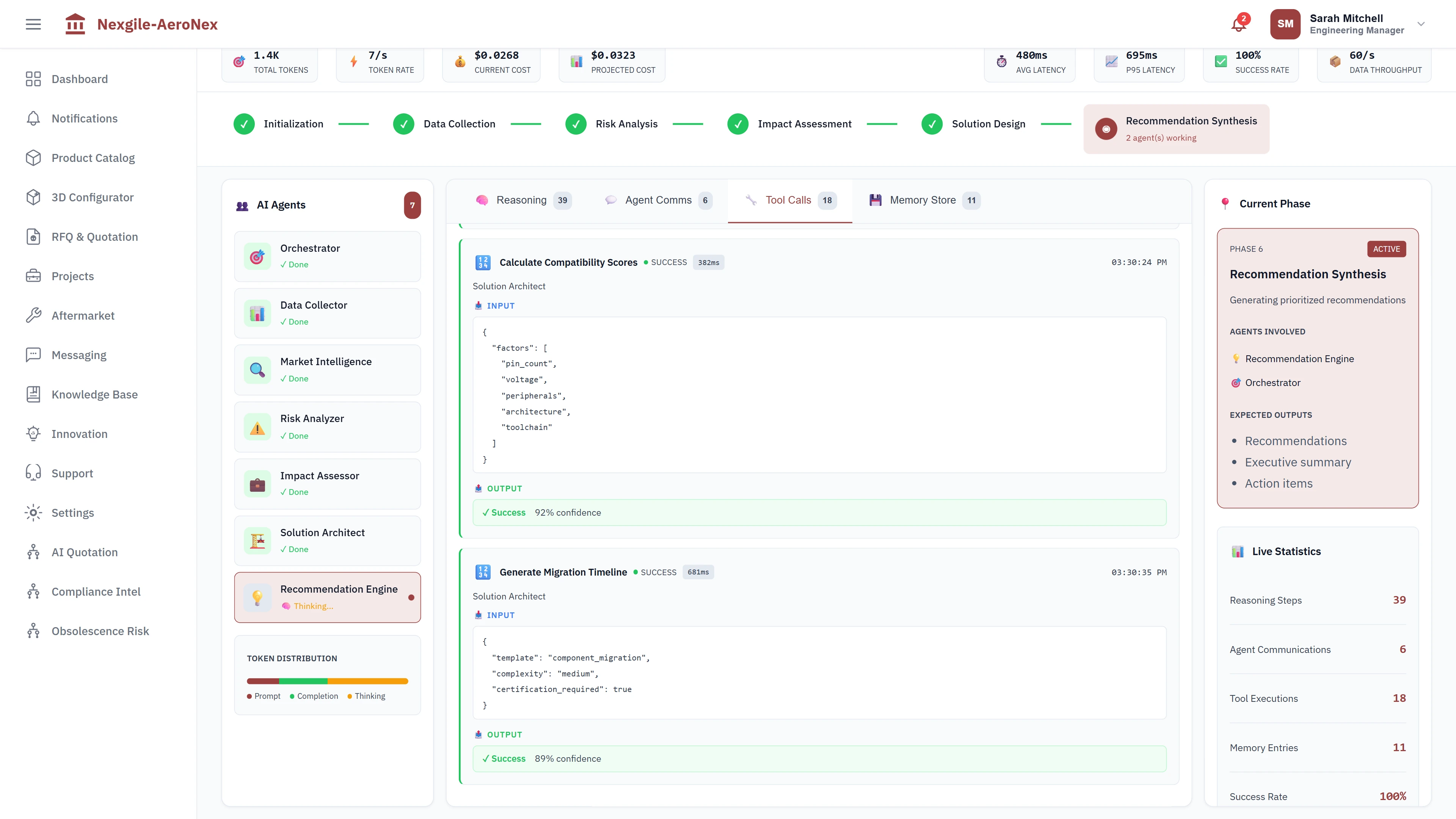 Illustrative preview (sample data, not verified outcomes): Agent Orchestration - Live visualization of inter-agent communication and analysis