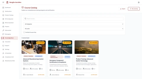 Illustrative preview (sample data, not verified outcomes): Knowledge Base - Courses Page