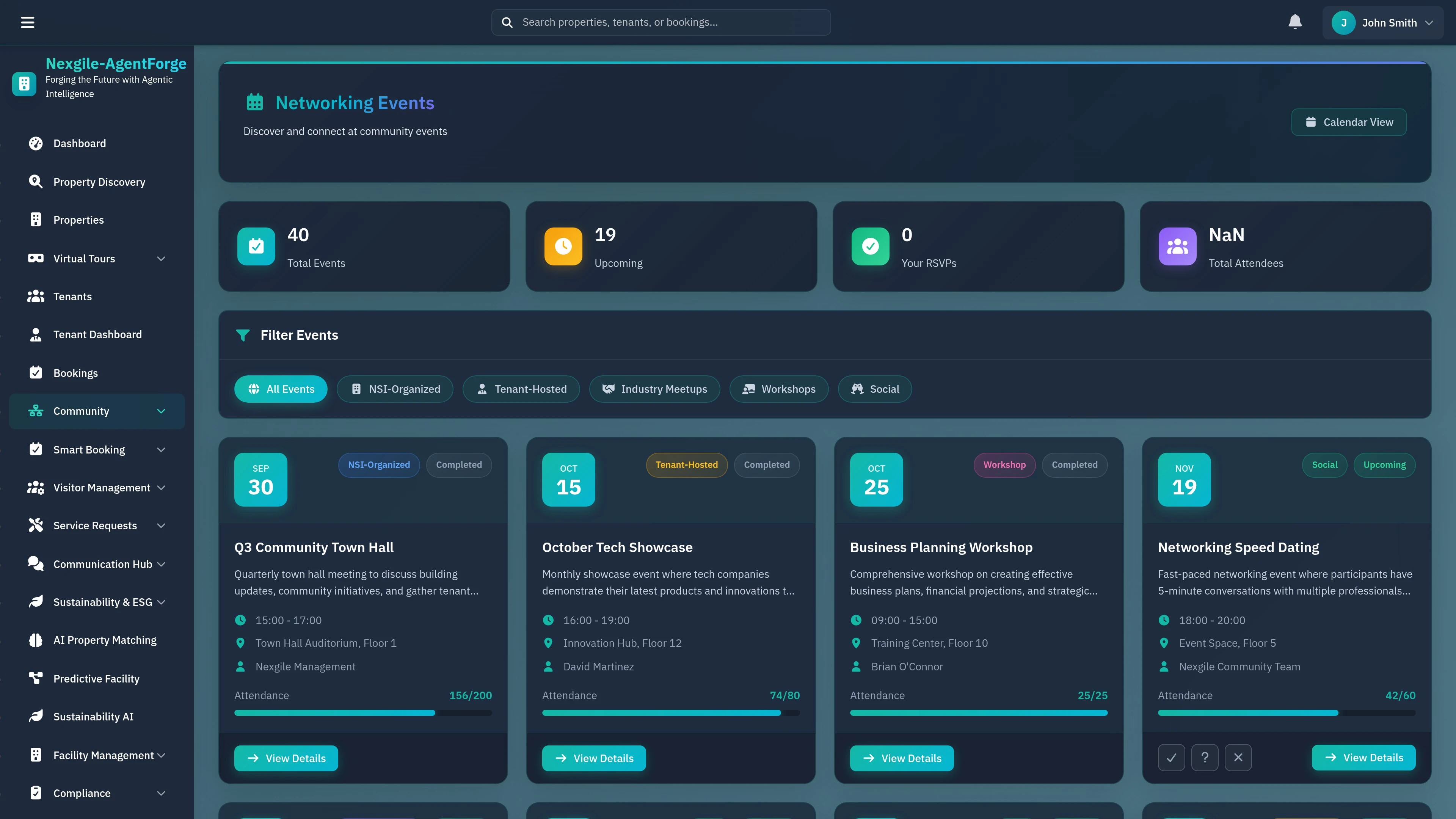 Illustrative preview (sample data, not verified outcomes): Community Events - Events calendar and community engagement platform for tenants