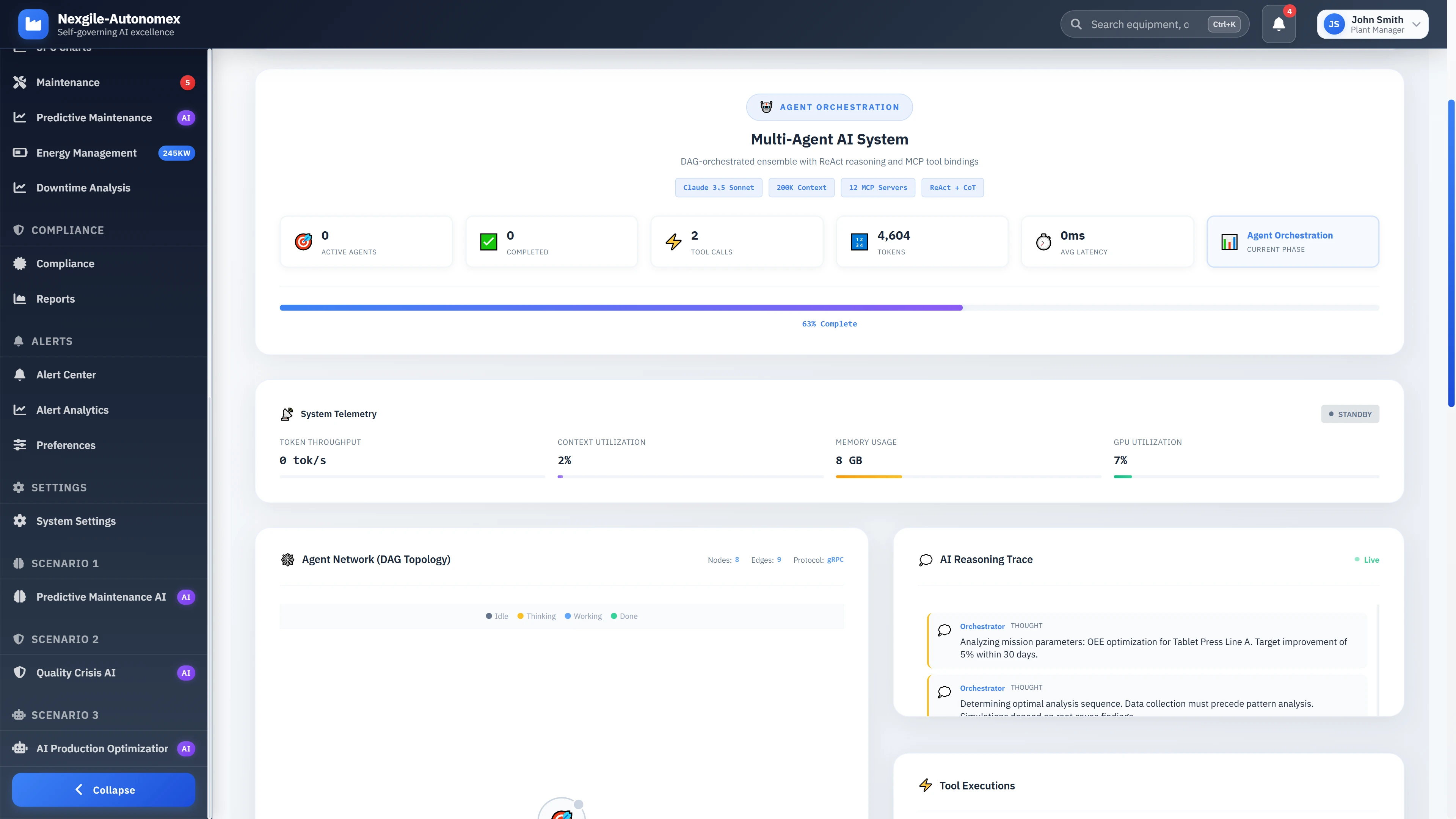 Illustrative preview (sample data, not verified outcomes): Multi-agent orchestration system with DAG-based workflow and real-time telemetry monitoring