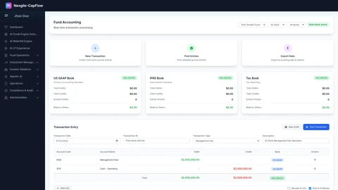 Illustrative preview (sample data, not verified outcomes): Fund Accounting - Event-driven accounting engine with unified transaction management