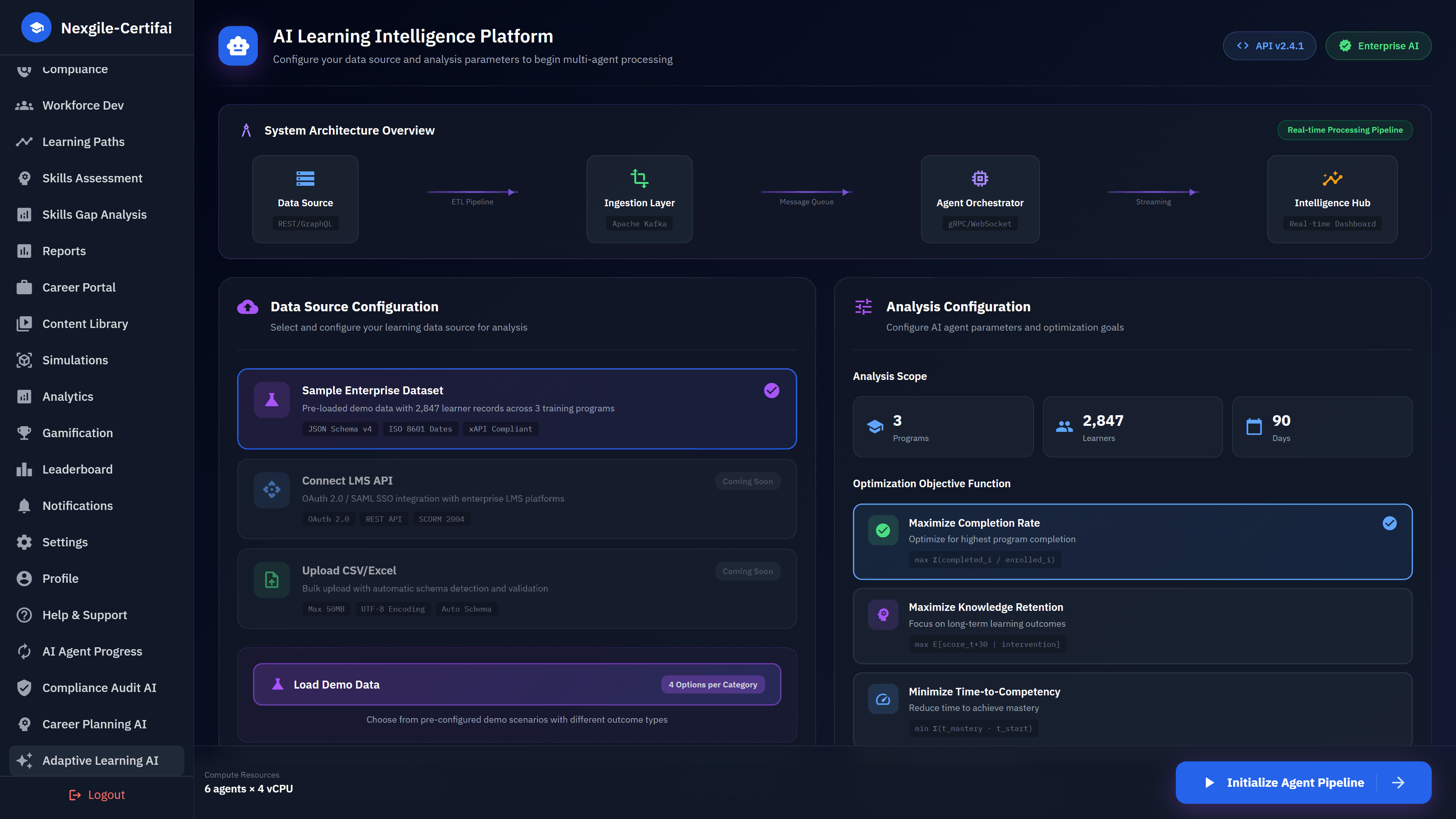 Illustrative preview (sample data, not verified outcomes): Platform Configuration - Data source setup and analysis parameters