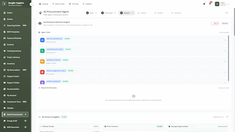 Illustrative preview (sample data, not verified outcomes): Autonomous decision engine with specialized agent tools and AI-powered smart insights