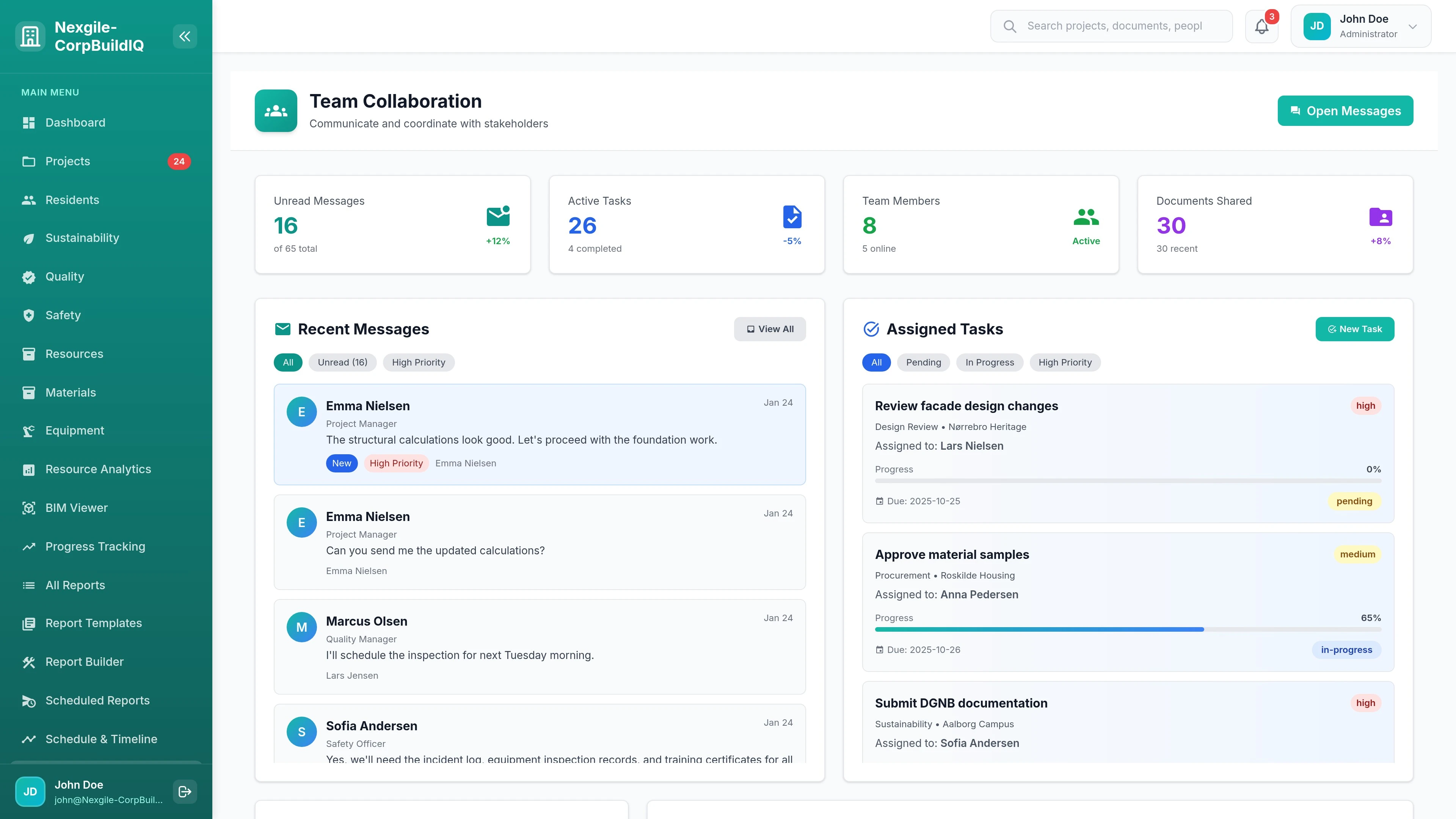 Illustrative preview (sample data, not verified outcomes): Stakeholder Collaboration Portal - Multi-stakeholder communication and collaboration interface