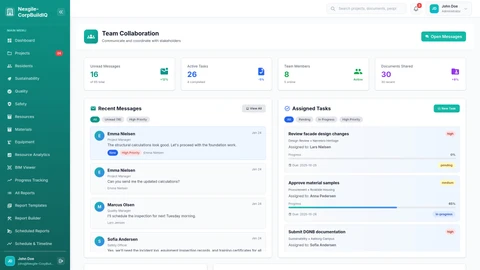 Illustrative preview (sample data, not verified outcomes): Stakeholder Collaboration Portal - Multi-stakeholder communication and collaboration interface