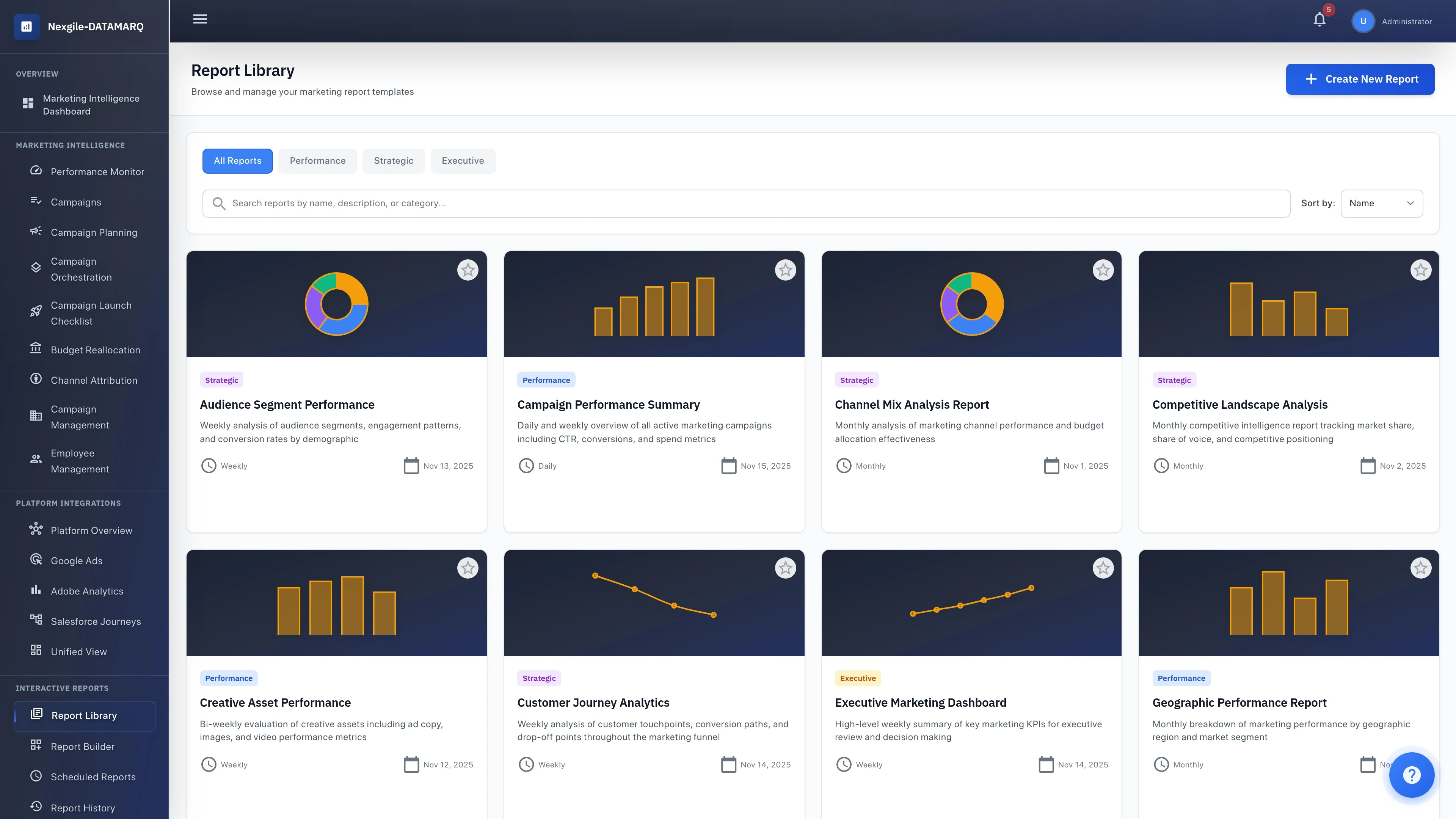 Illustrative preview (sample data, not verified outcomes): Marketing Epsilon Portal - Reports Library