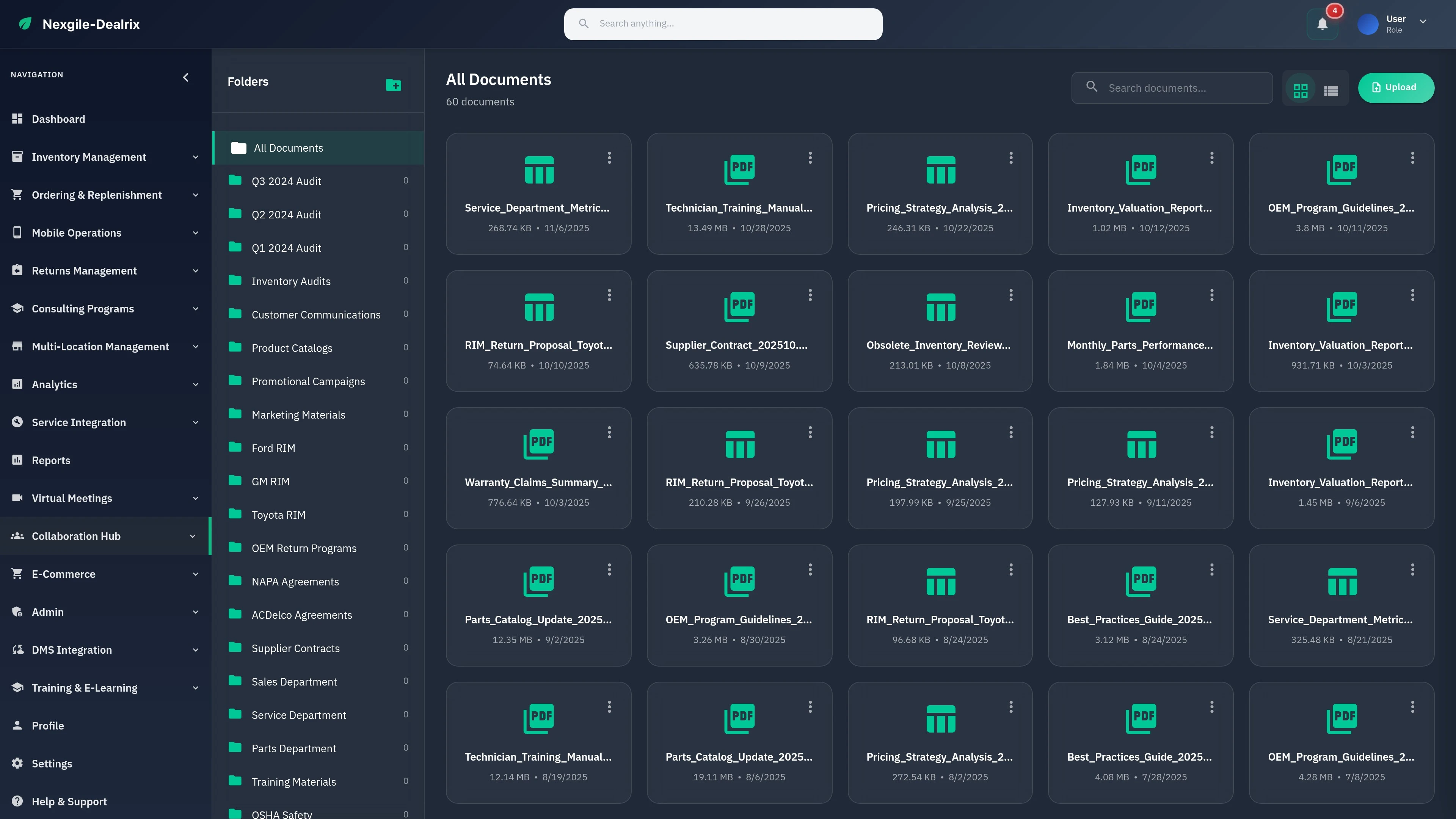 Illustrative preview (sample data, not verified outcomes): Collaboration Documents Portal - Document management and collaboration interface