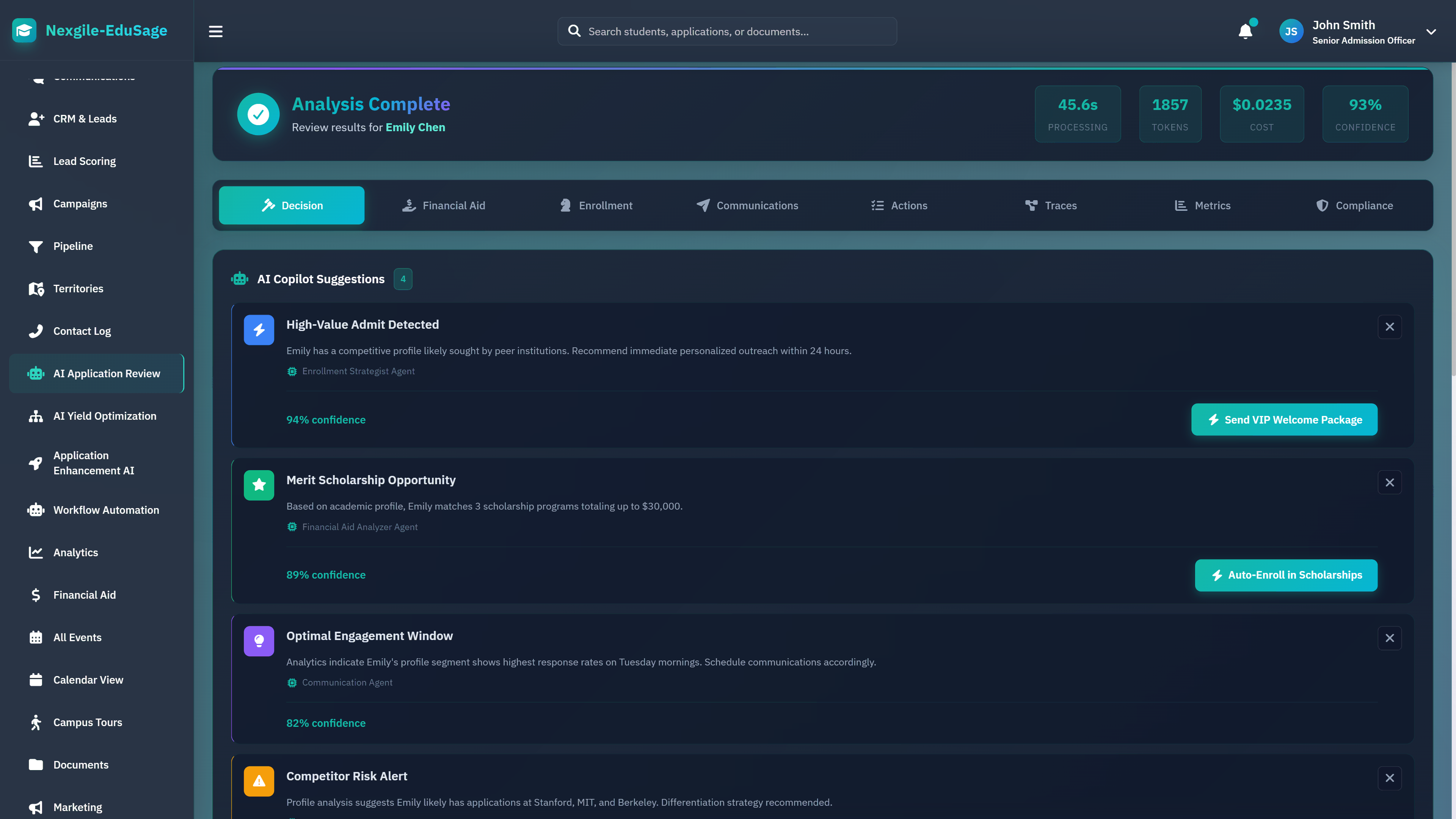 Illustrative preview (sample data, not verified outcomes): Analysis Results - AI copilot suggestions and recommendations
