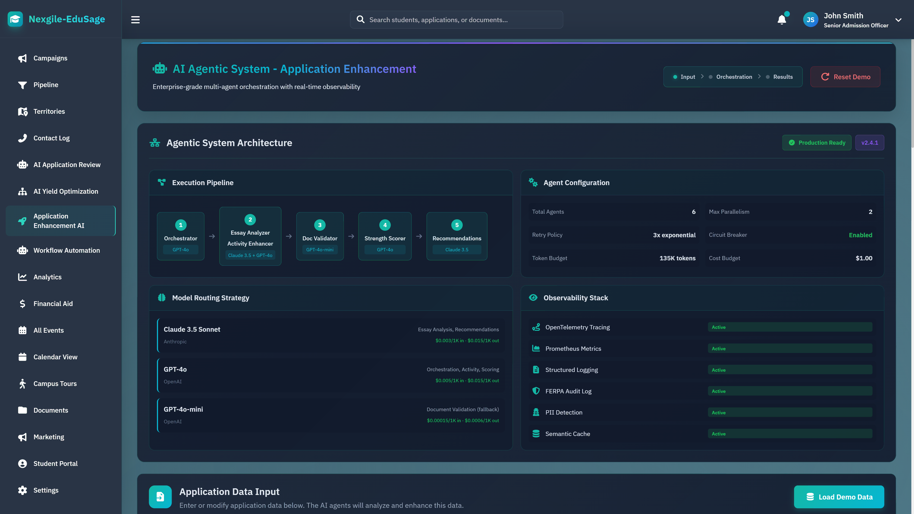 Illustrative preview (sample data, not verified outcomes): System Architecture - DAG pipeline and configuration