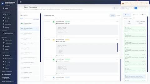 Illustrative preview (sample data, not verified outcomes): Agent Workspace - Live multi-agent execution with data collection pipeline and real-time processing insights