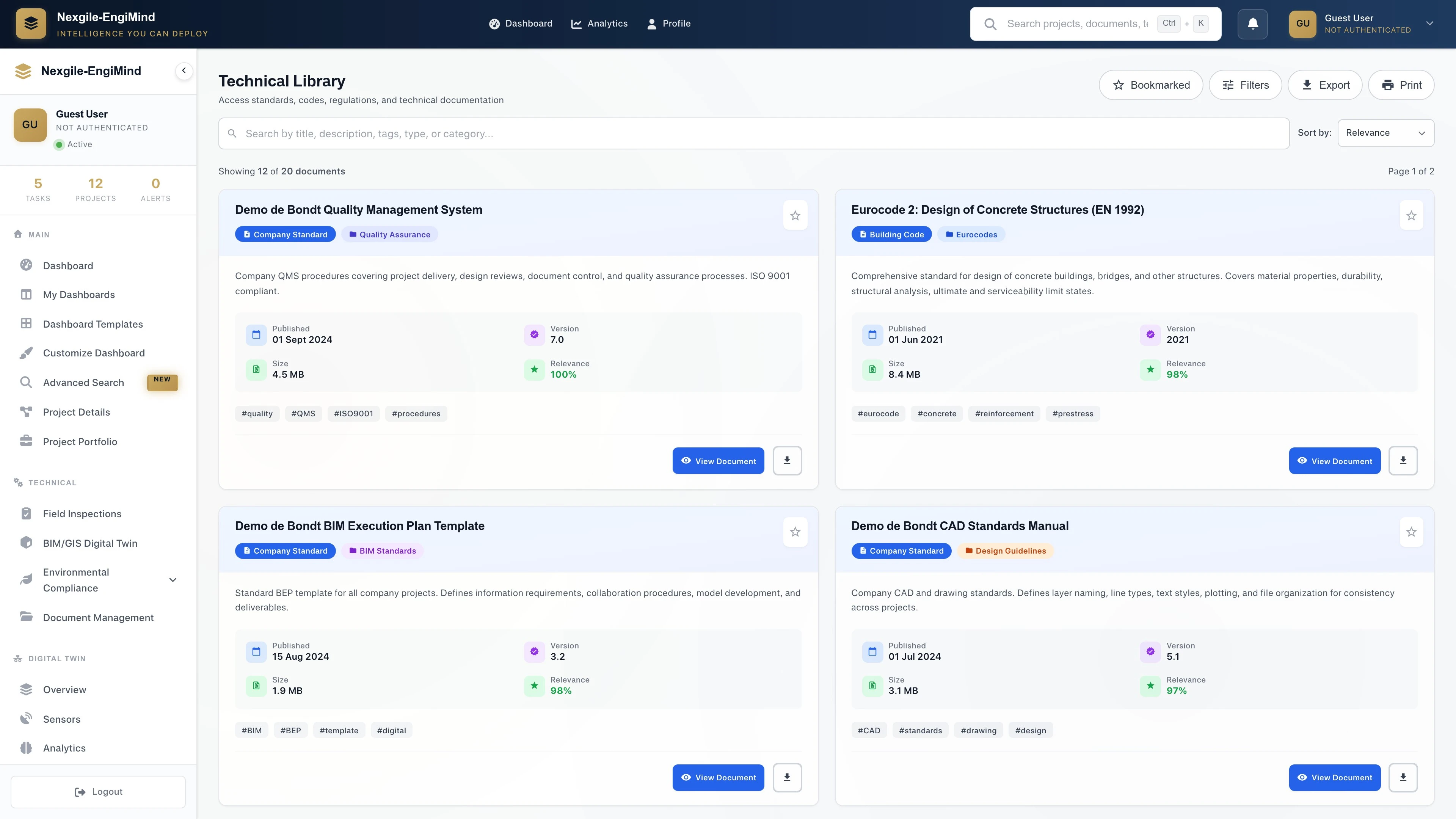Illustrative preview (sample data, not verified outcomes): Knowledge Hub - Technical Library