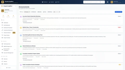 Illustrative preview (sample data, not verified outcomes): Client Portal - Announcements