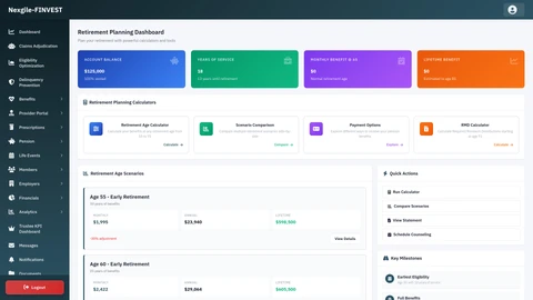 Illustrative preview (sample data, not verified outcomes): Pension Planning Portal - Interactive retirement planning tools