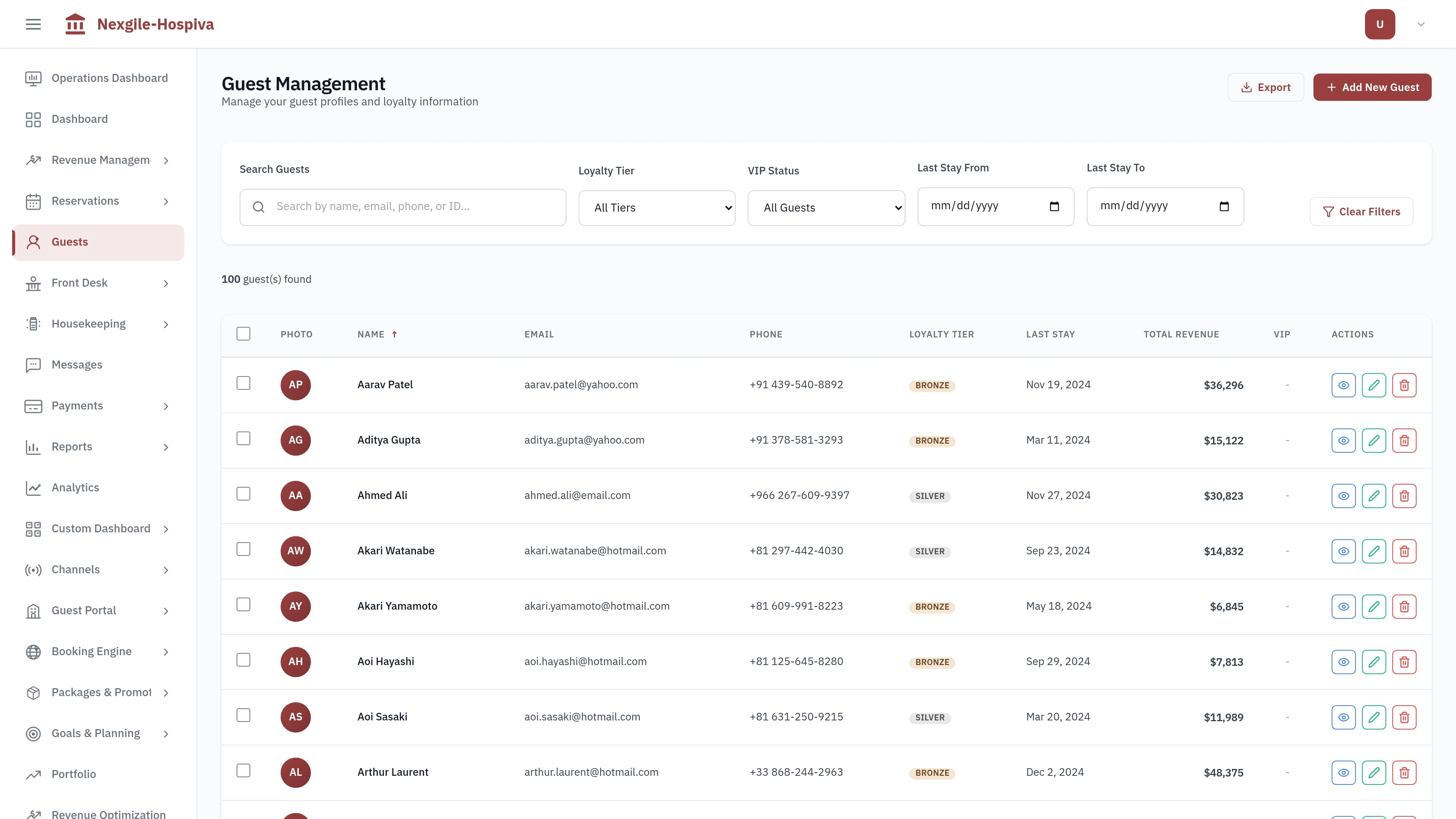 Illustrative preview (sample data, not verified outcomes): Guest Portal Interface