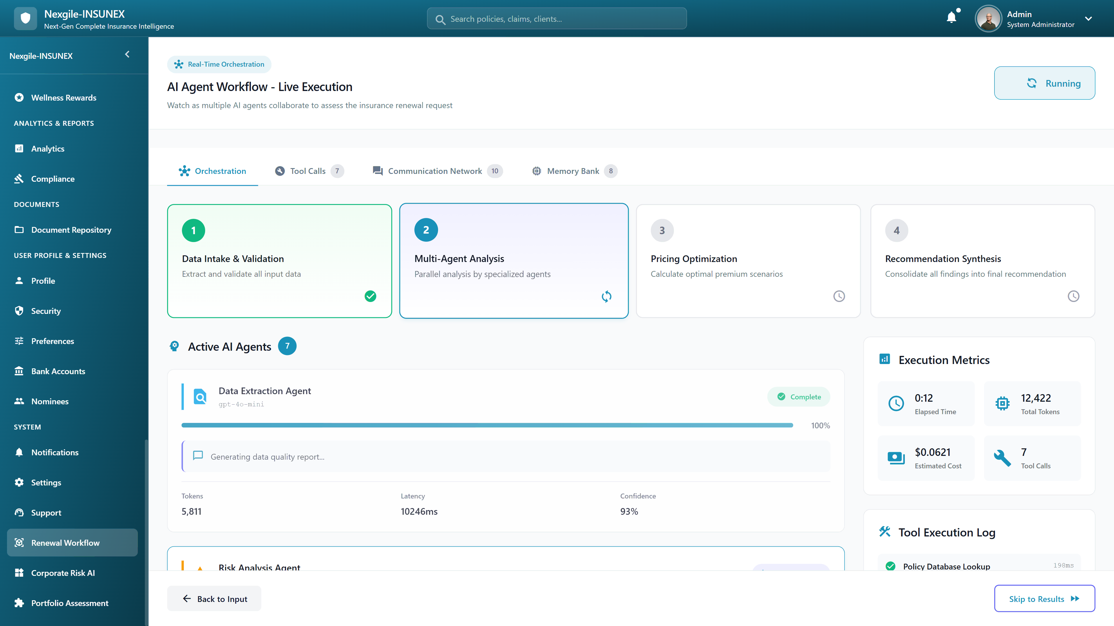 Illustrative preview (sample data, not verified outcomes): AI Agent Workflow Live Execution