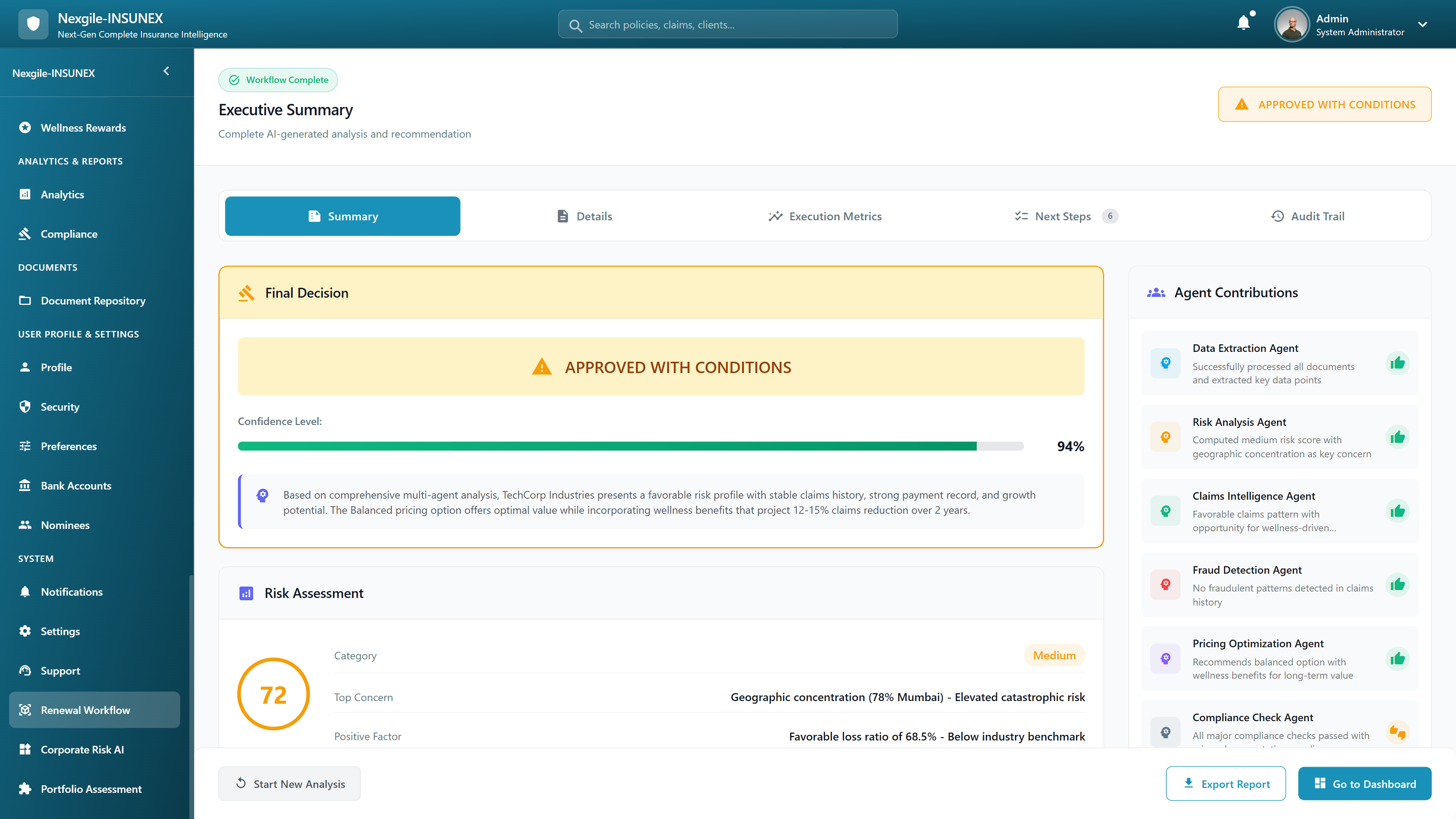 Illustrative preview (sample data, not verified outcomes): Executive Summary and Final Decision