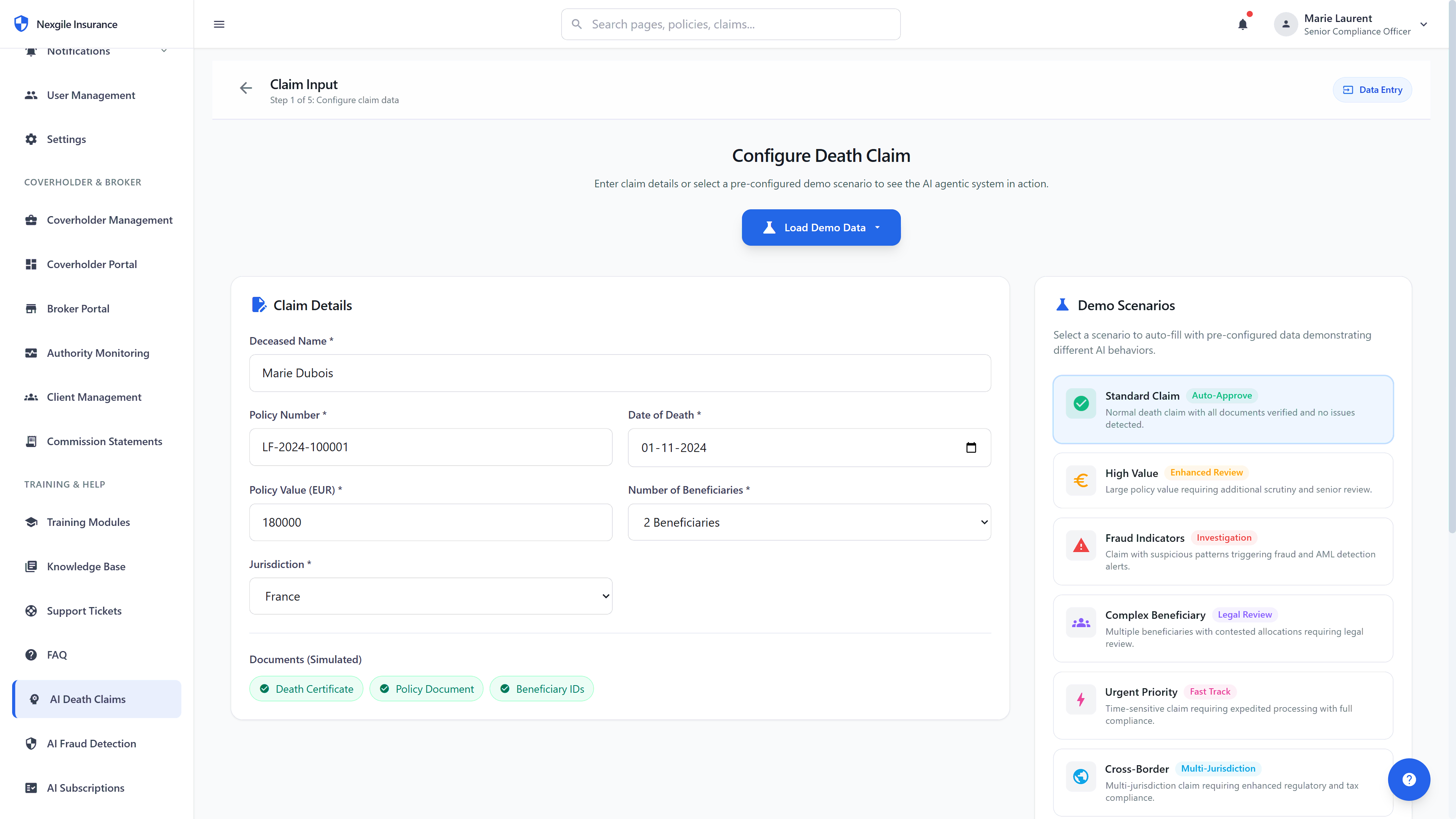 Illustrative preview (sample data, not verified outcomes): Claim Input Form