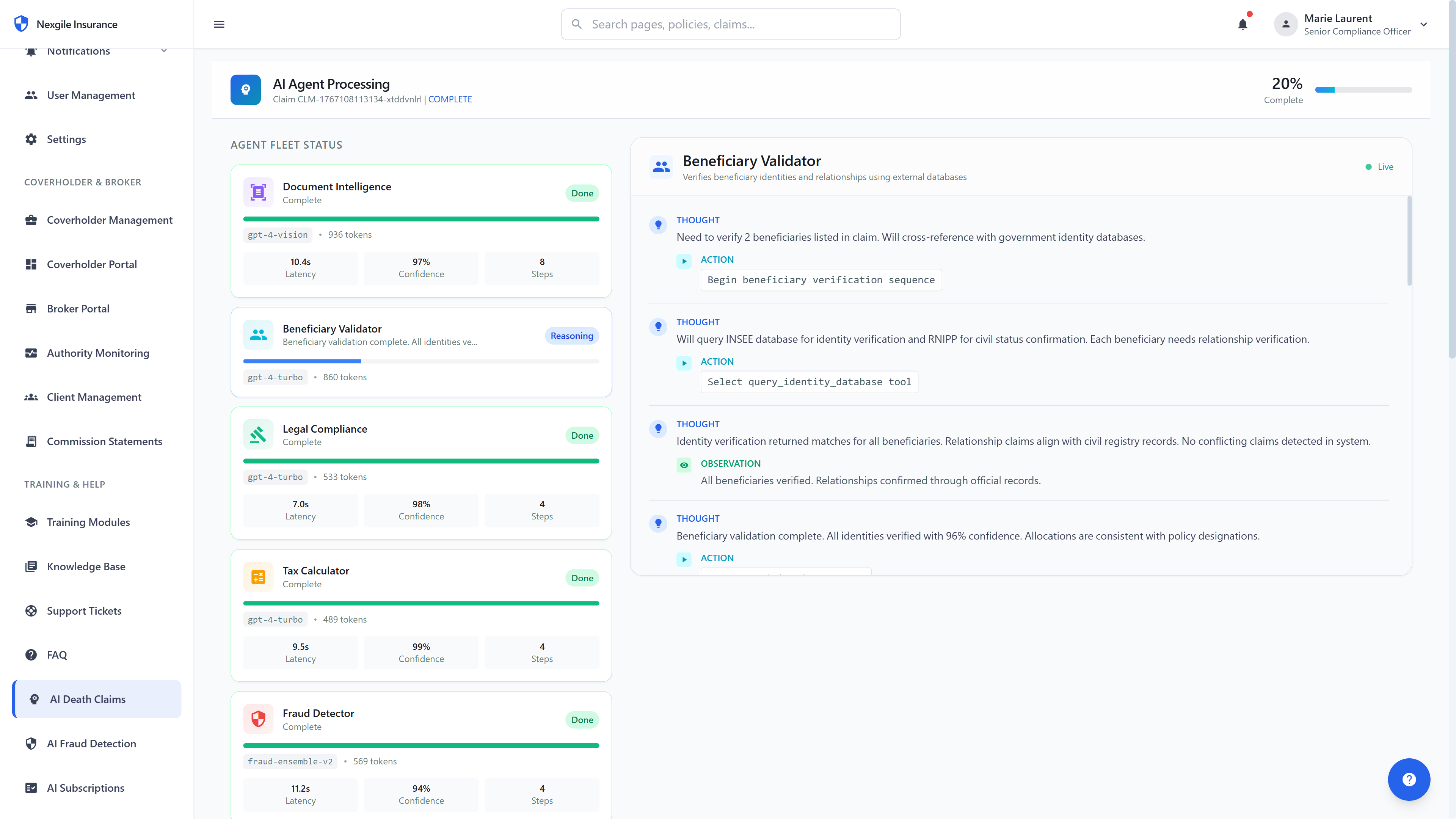 Illustrative preview (sample data, not verified outcomes): Multi-Agent Processing Dashboard