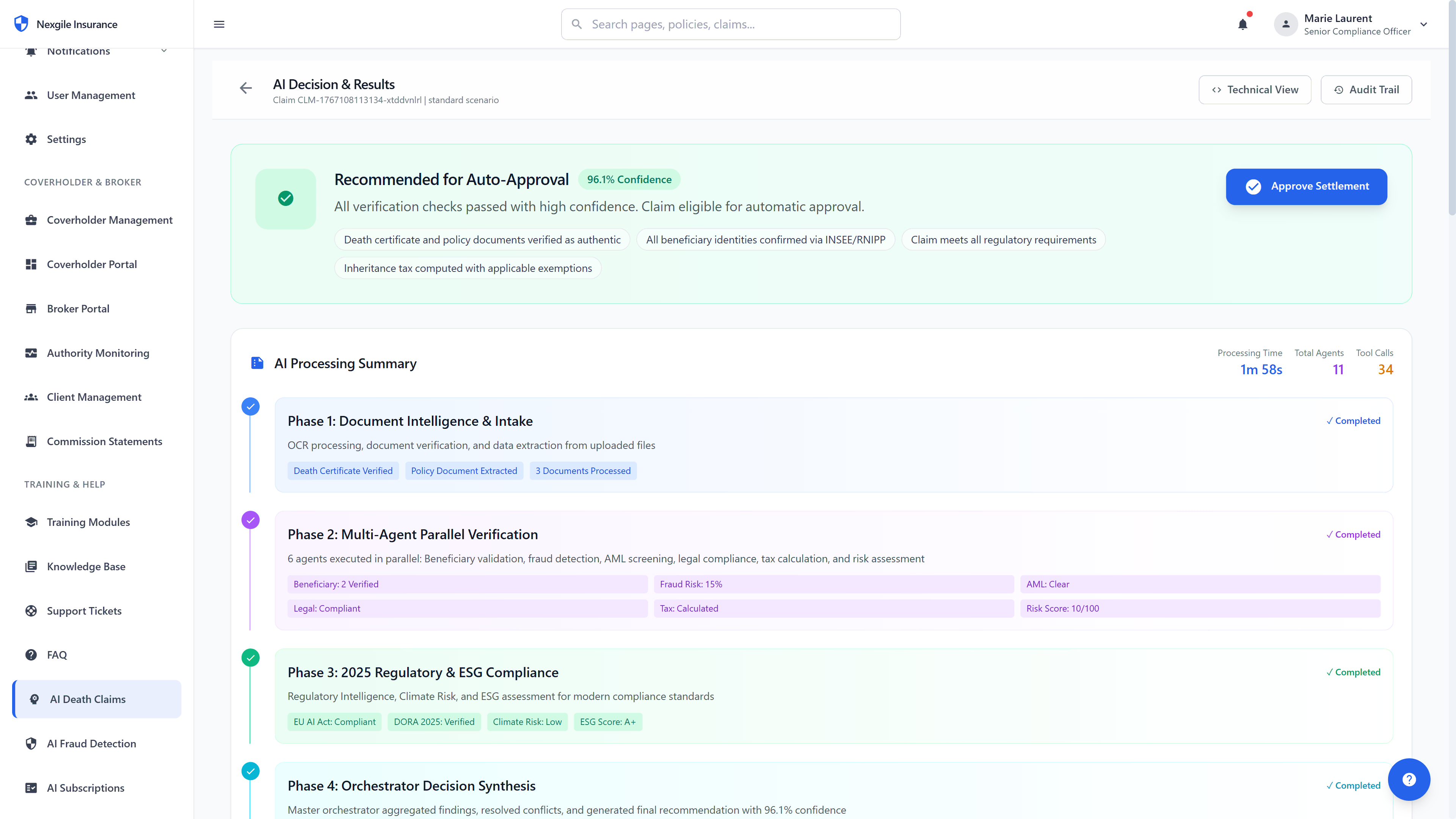 Illustrative preview (sample data, not verified outcomes): AI Decision Summary