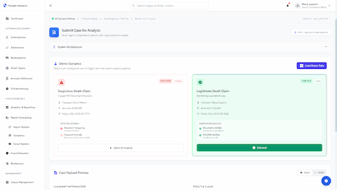 Illustrative preview (sample data, not verified outcomes): Case Submission Interface