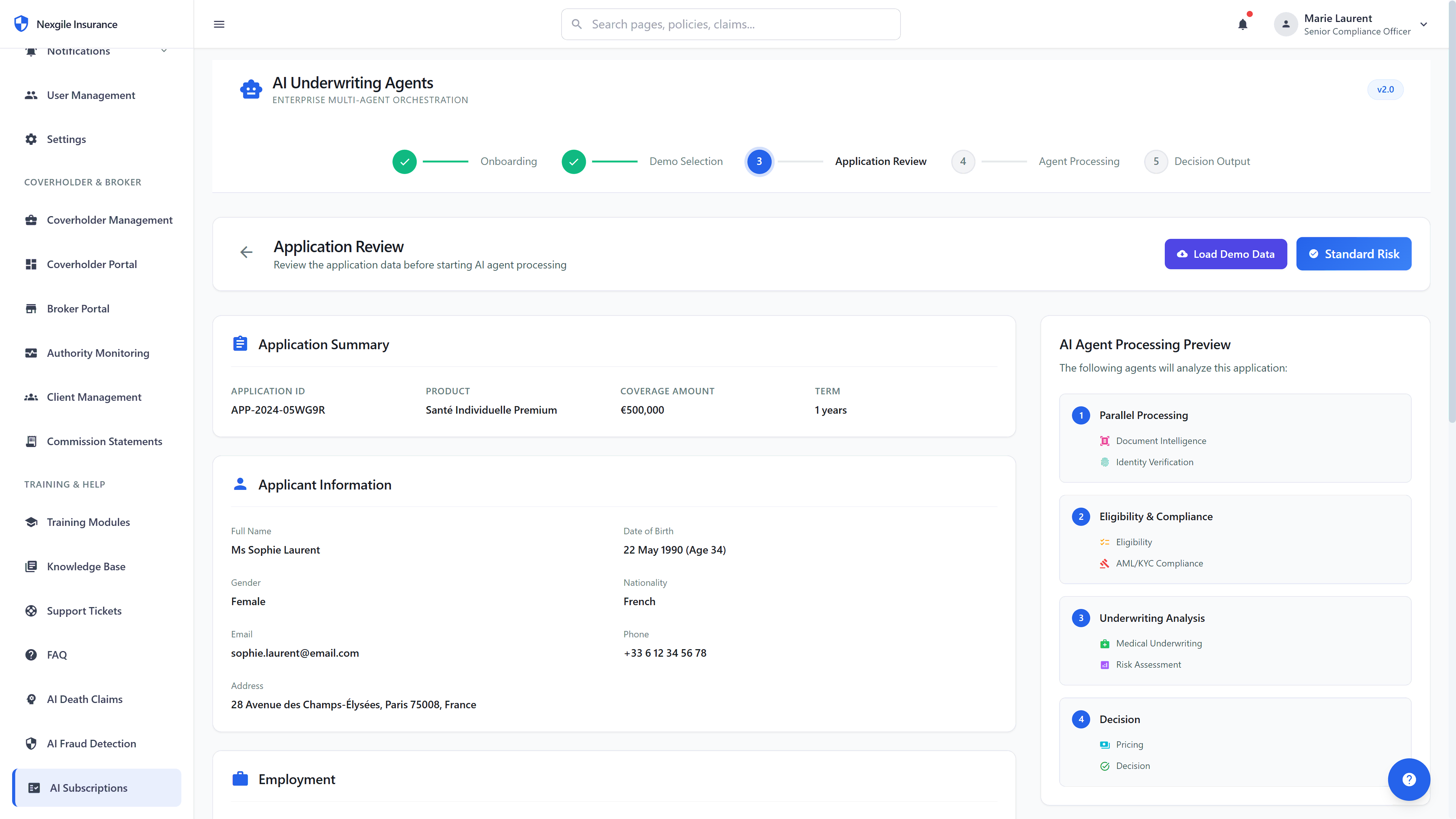Illustrative preview (sample data, not verified outcomes): Application Review Interface