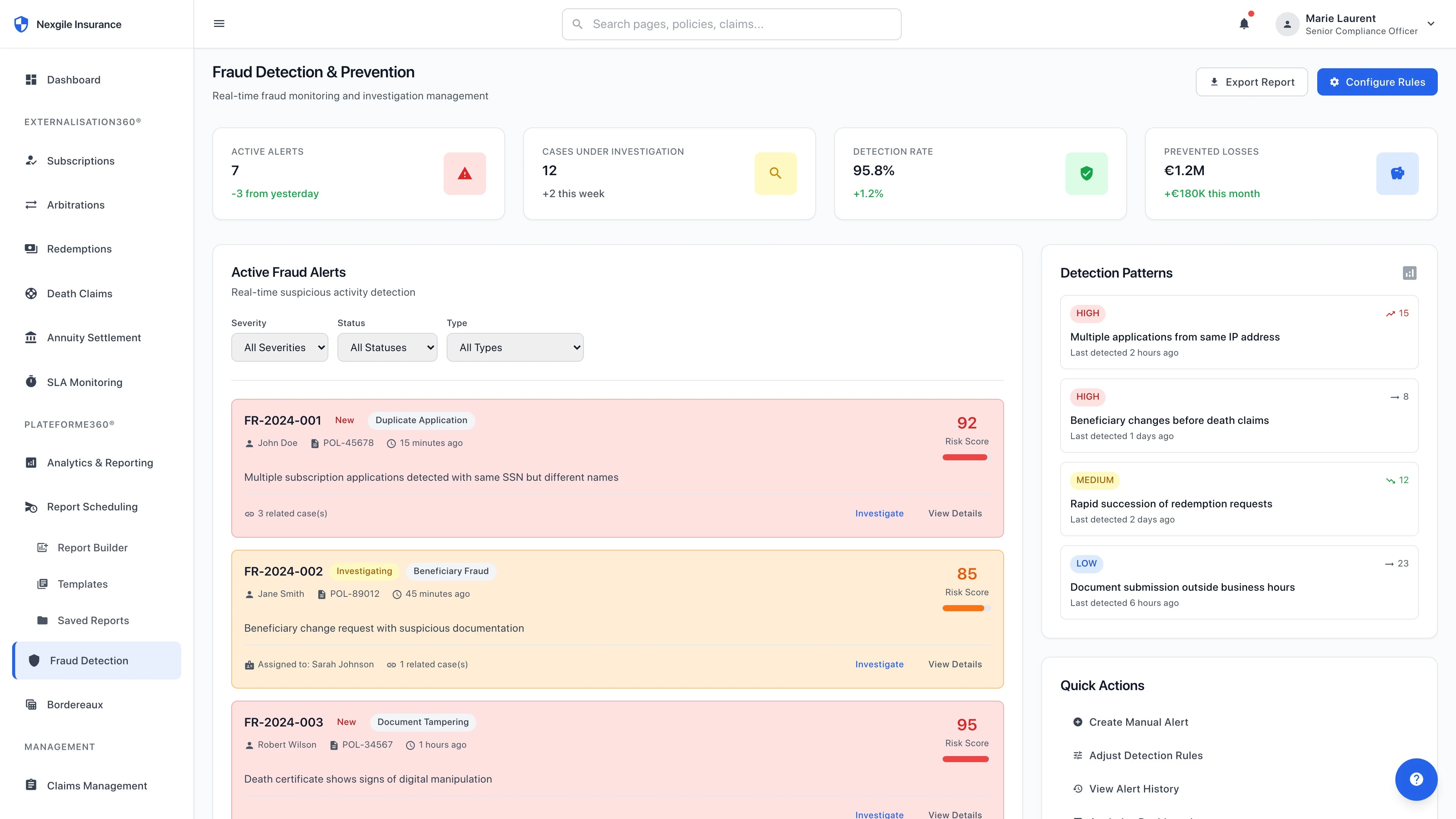 Illustrative preview (sample data, not verified outcomes): Fraud Detection Dashboard - Real-time fraud monitoring and analytics