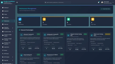Illustrative preview (sample data, not verified outcomes): Maintenance Dashboard - Equipment status monitoring and predictive maintenance overview