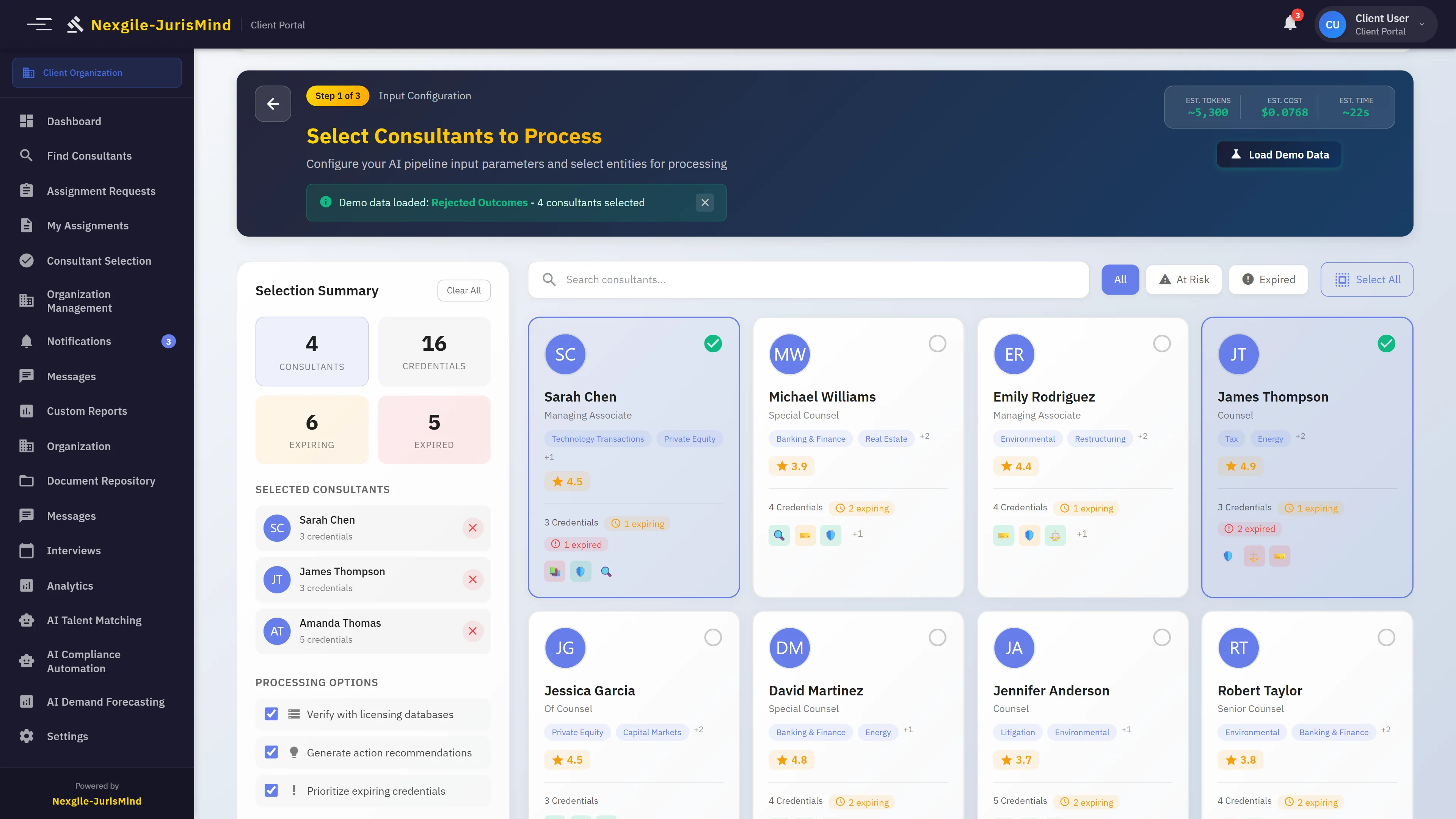 Illustrative preview (sample data, not verified outcomes): Credential Compliance Dashboard - Portfolio compliance overview