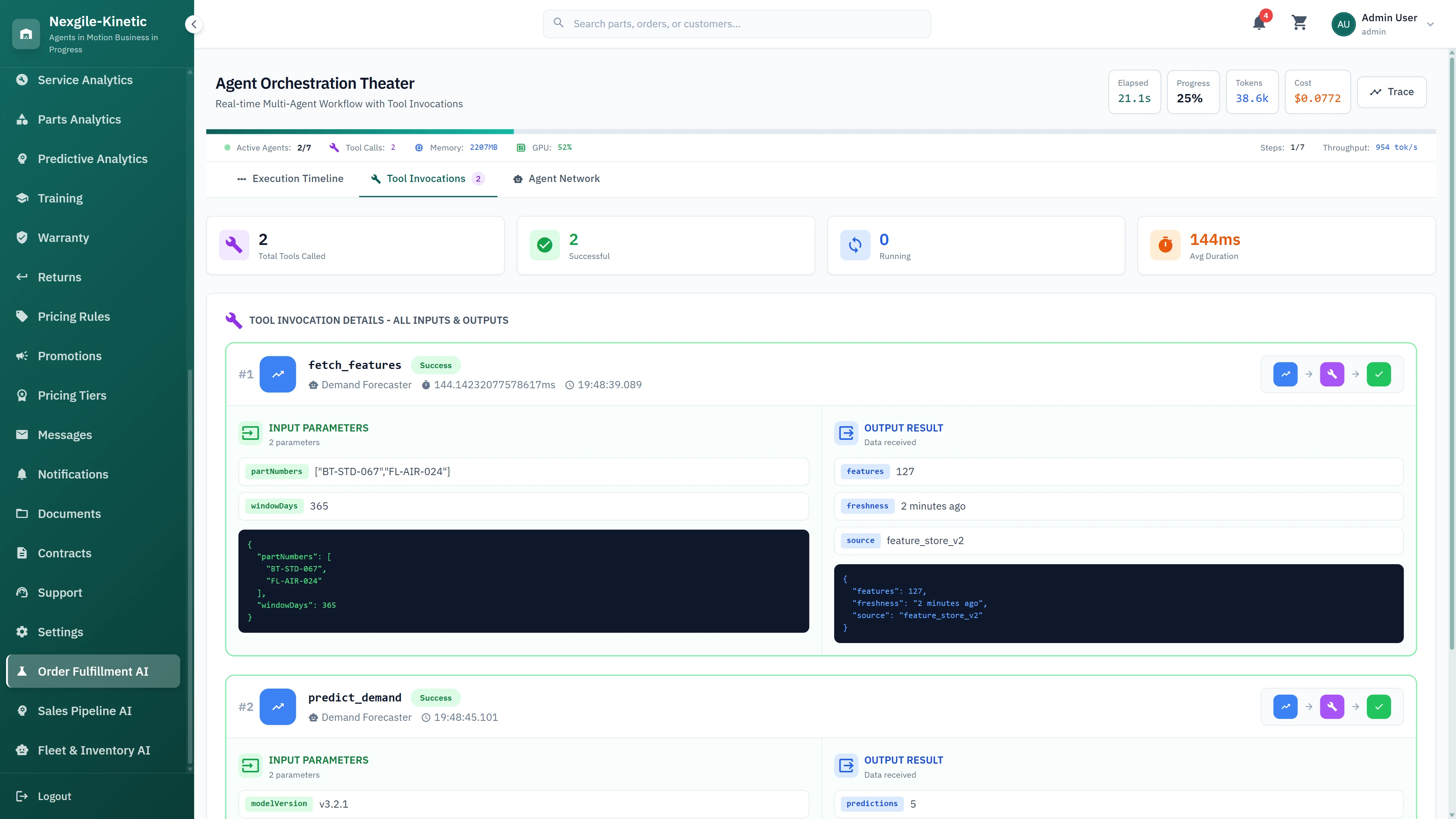 Illustrative preview (sample data, not verified outcomes): Agent Orchestration Theater - Real-time multi-agent workflow coordination with trace visualization and chain-of-thought reasoning for order fulfillment