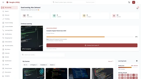 Illustrative preview (sample data, not verified outcomes): My Learning Dashboard - Personalized course overview and learning progress tracking