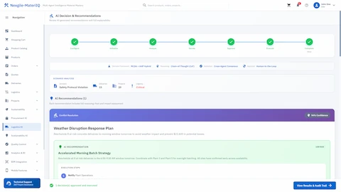 Illustrative preview (sample data, not verified outcomes): Weather disruption response plan with accelerated batch strategy and actionable logistics recommendations