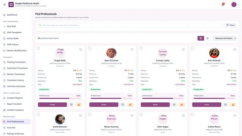 Illustrative preview (sample data, not verified outcomes): Professionals Search - Healthcare professional discovery interface with comprehensive rating and filtering systems