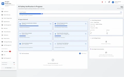 Illustrative preview (sample data, not verified outcomes): AI Safety Verification in Progress - 6 Specialized Agents Analyzing in Real-Time