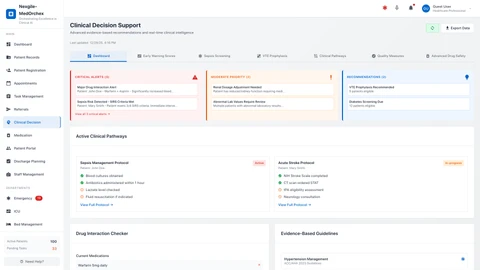 Illustrative preview (sample data, not verified outcomes): Clinical Decision Support Portal Interface