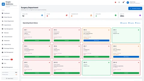 Illustrative preview (sample data, not verified outcomes): Surgery Module Interface