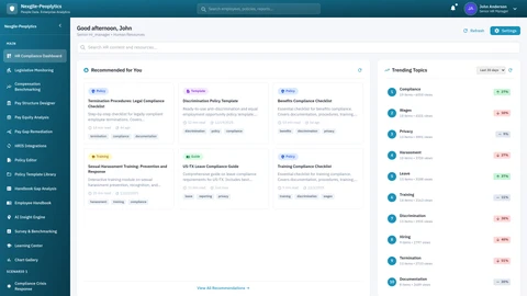 Illustrative preview (sample data, not verified outcomes): HR Dashboard Portal - Main interface showcasing workforce analytics and insights