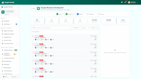 Illustrative preview (sample data, not verified outcomes): Scope Review Checkpoint - Human-in-the-loop approval for AI-generated work packages