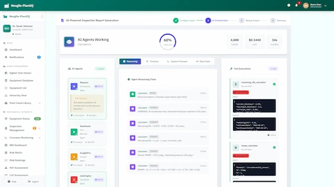 Illustrative preview (sample data, not verified outcomes): AI Agents Working - Real-time calculations with agent reasoning chain
