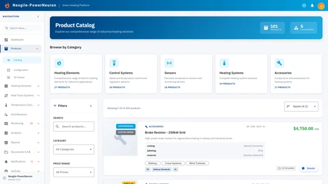 Illustrative preview (sample data, not verified outcomes): Products Catalog - Comprehensive product discovery interface with filtering and search capabilities