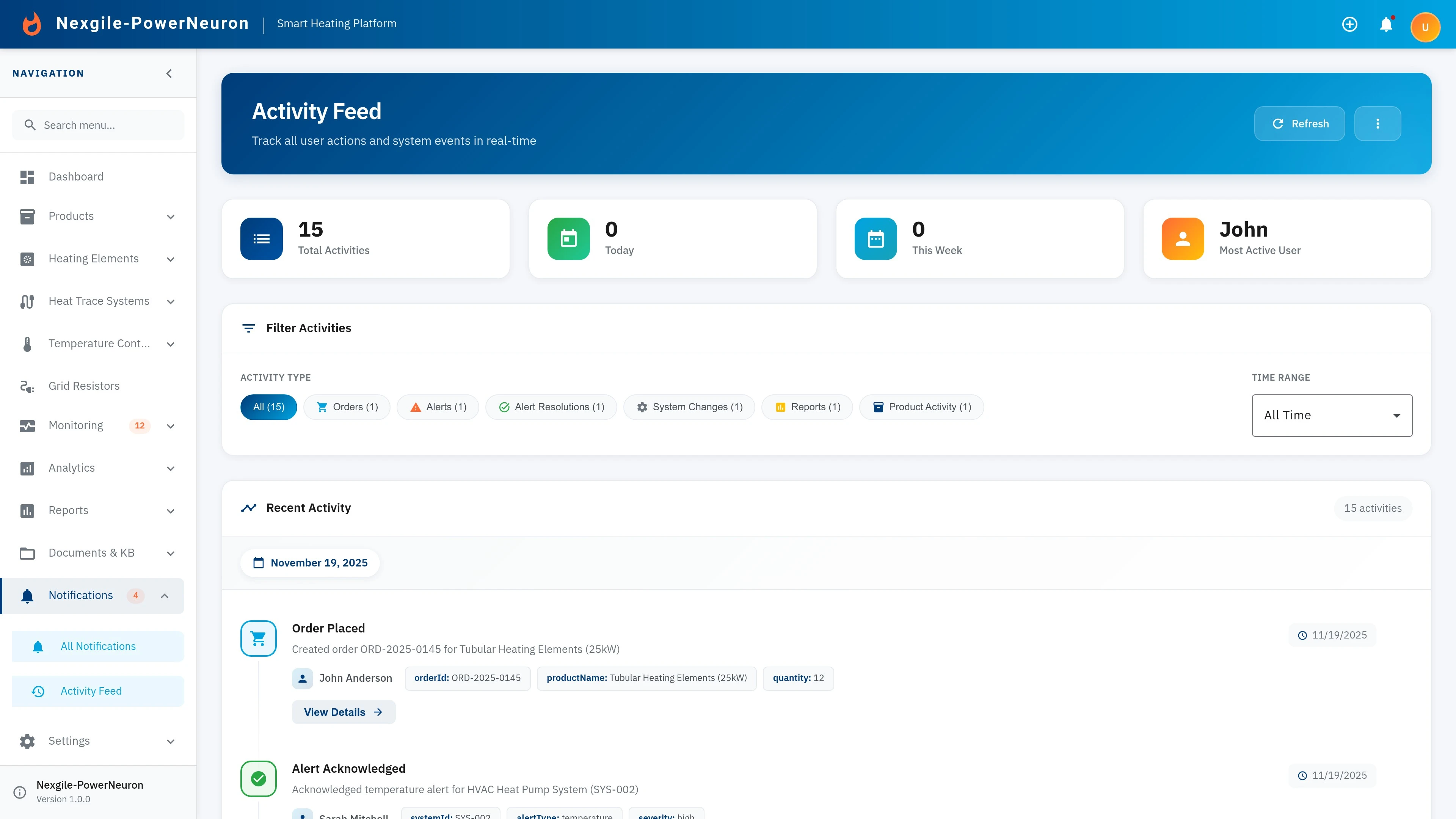 Illustrative preview (sample data, not verified outcomes): Notifications & Activity - Real-time activity feed and notification management center