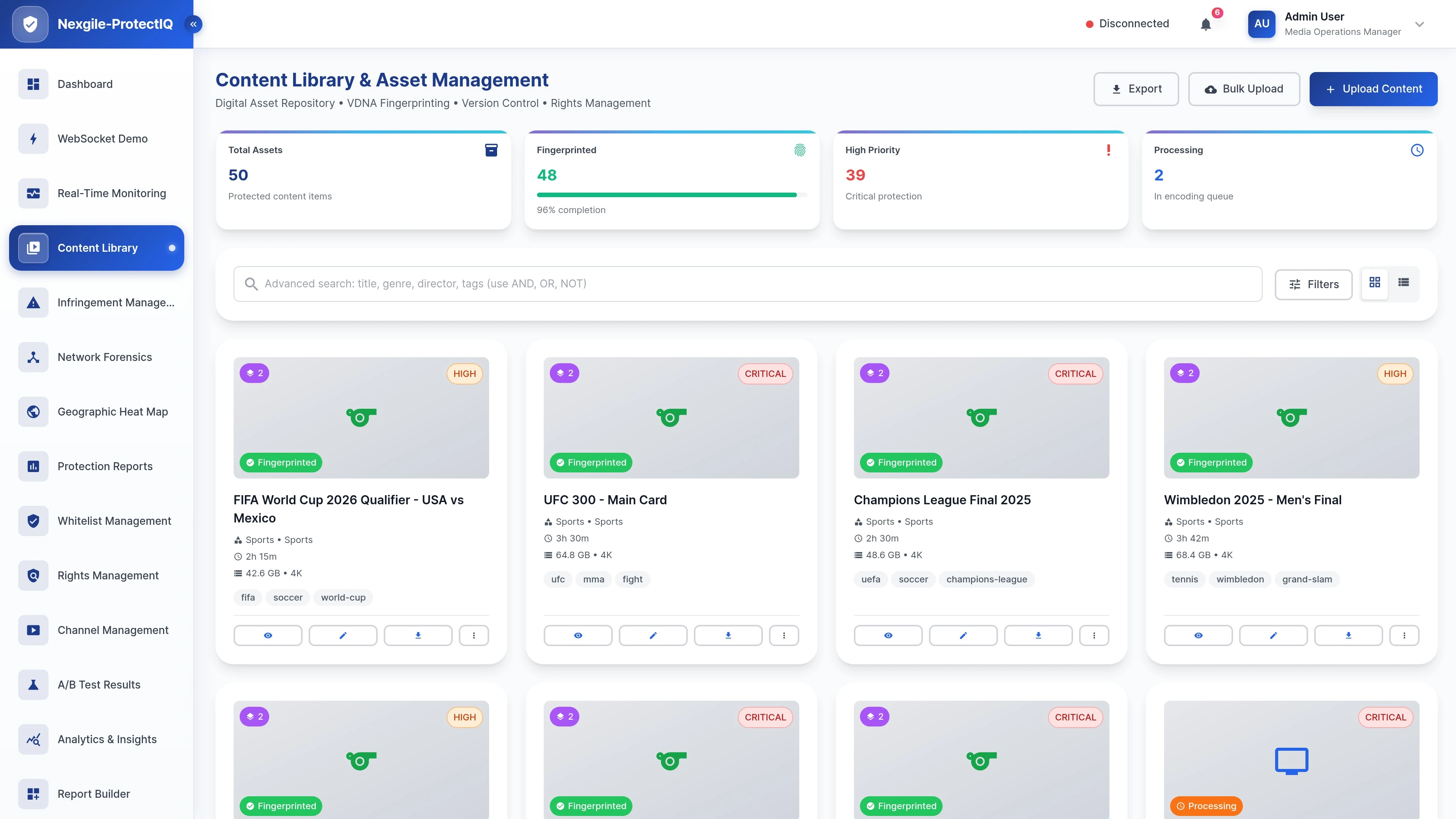 Illustrative preview (sample data, not verified outcomes): Content library Management Interface