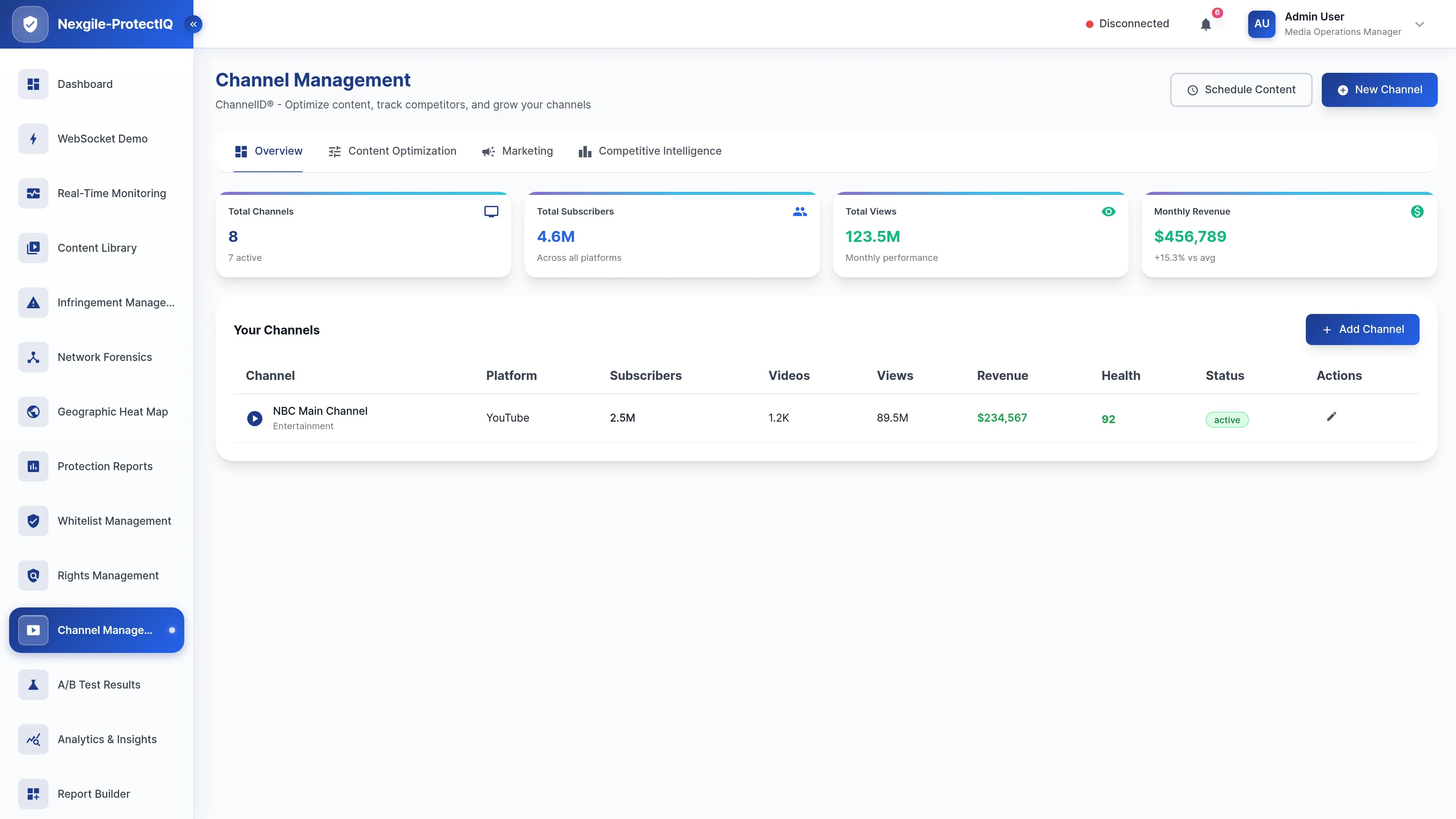Illustrative preview (sample data, not verified outcomes): Channel Management Interface