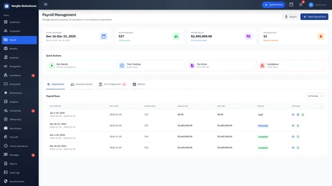 Illustrative preview (sample data, not verified outcomes): Payroll Management Dashboard