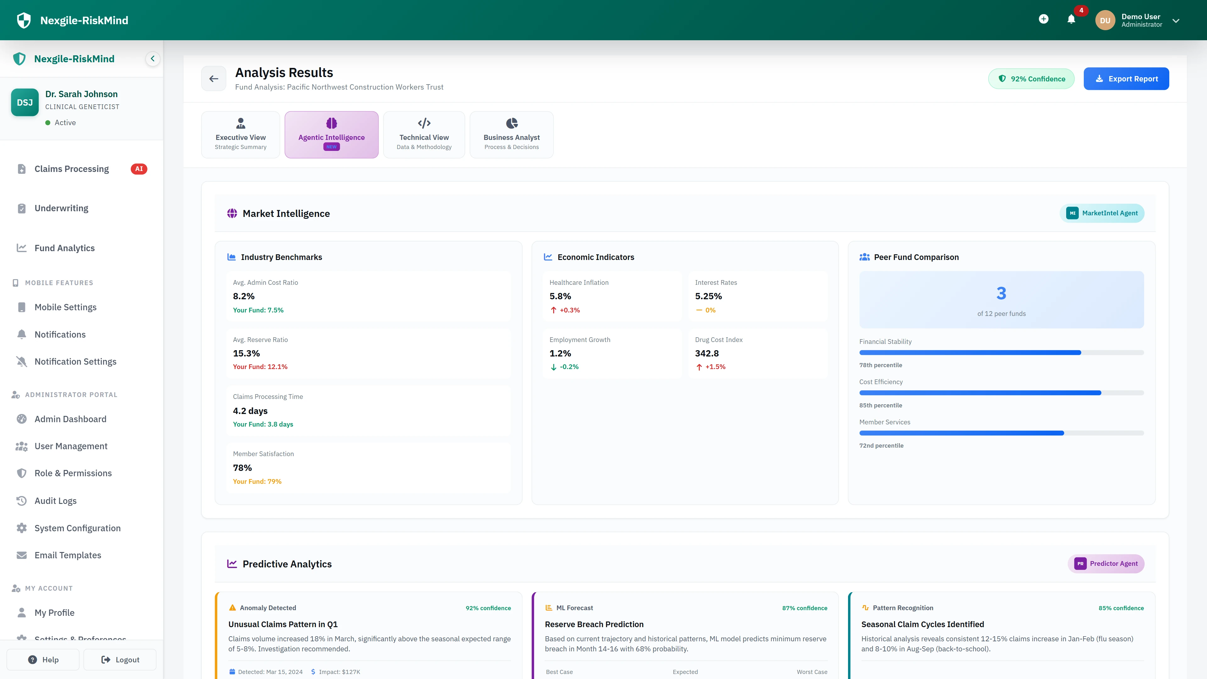 Illustrative preview (sample data, not verified outcomes): Trustee Decision Intelligence - Report generation and alerts