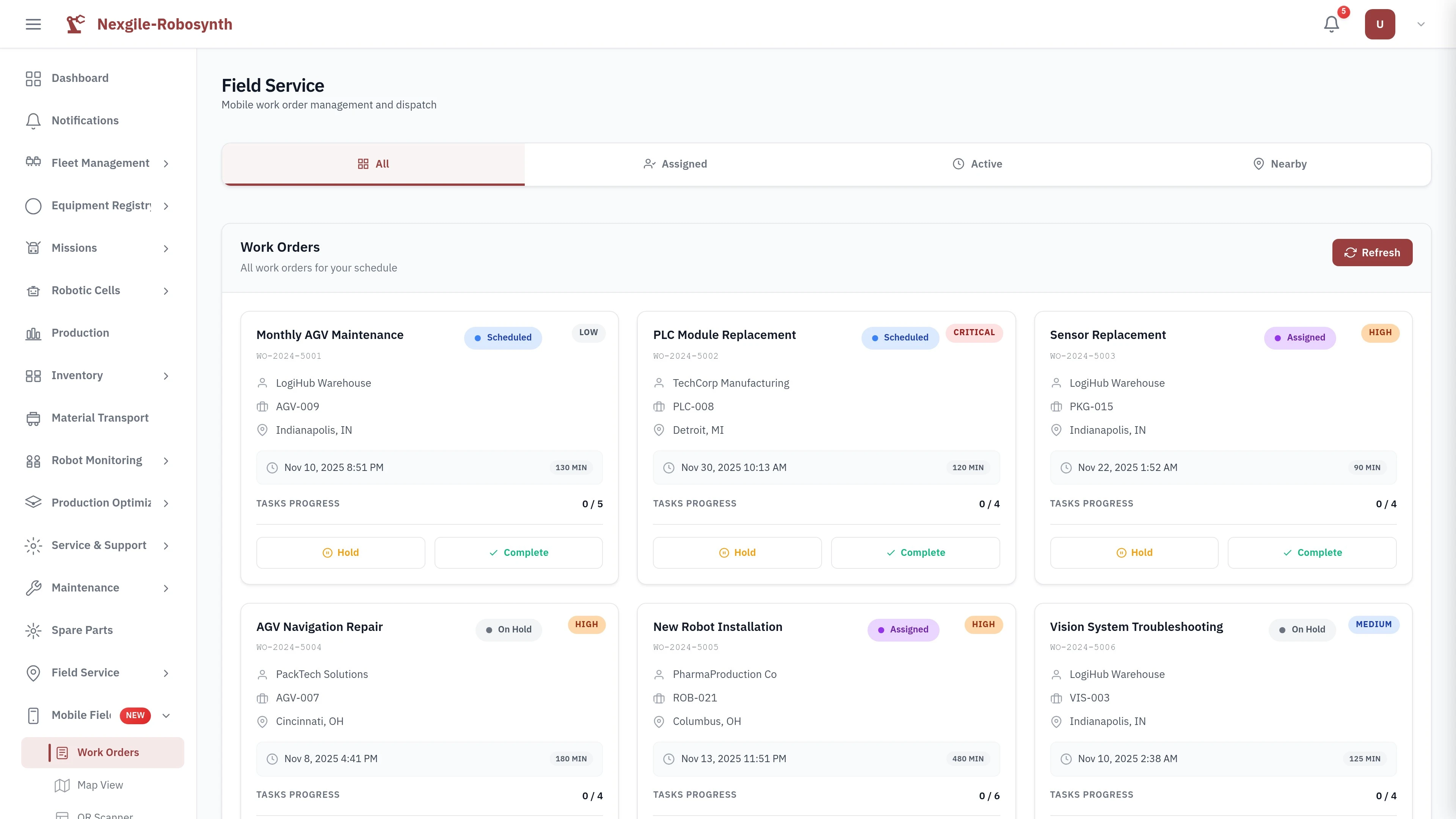Illustrative preview (sample data, not verified outcomes): Mobile Field Service List View